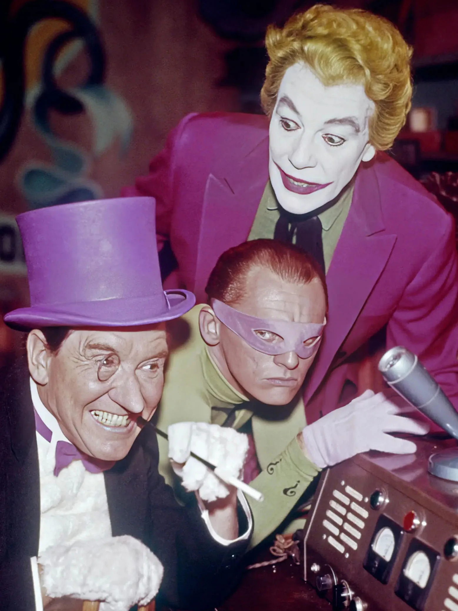 1966s cesarbook Joker 04 Penguin Riddler Burgess Meredith and Frank Gorshin Color