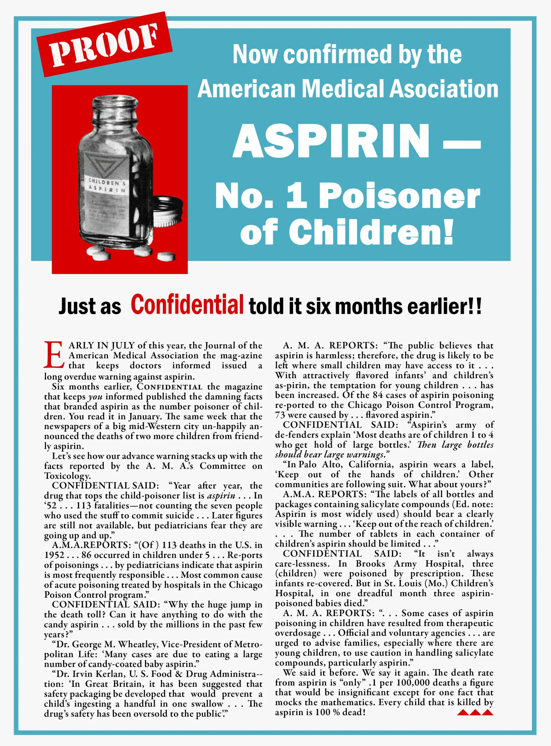 MrC Magazine Page ARTICLE CULTURE Aspirin Confirmed Dangerous 1955 11.psd